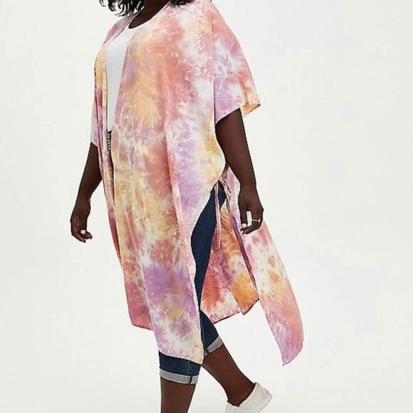Torrid Tie-Dye Duster Kimono, Size 1 (1X 14-16) - Picture 2 of 8